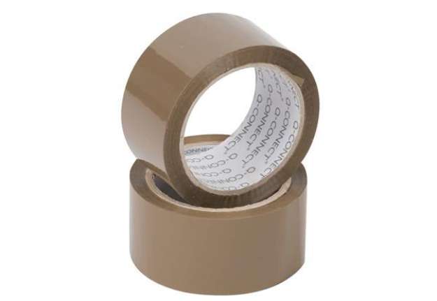Immagine di Nastro adesivo da imballo Q-Connect 50 mm x 100 m Avana - svolgimento rumoroso - conf. 6 pezzi - KF1