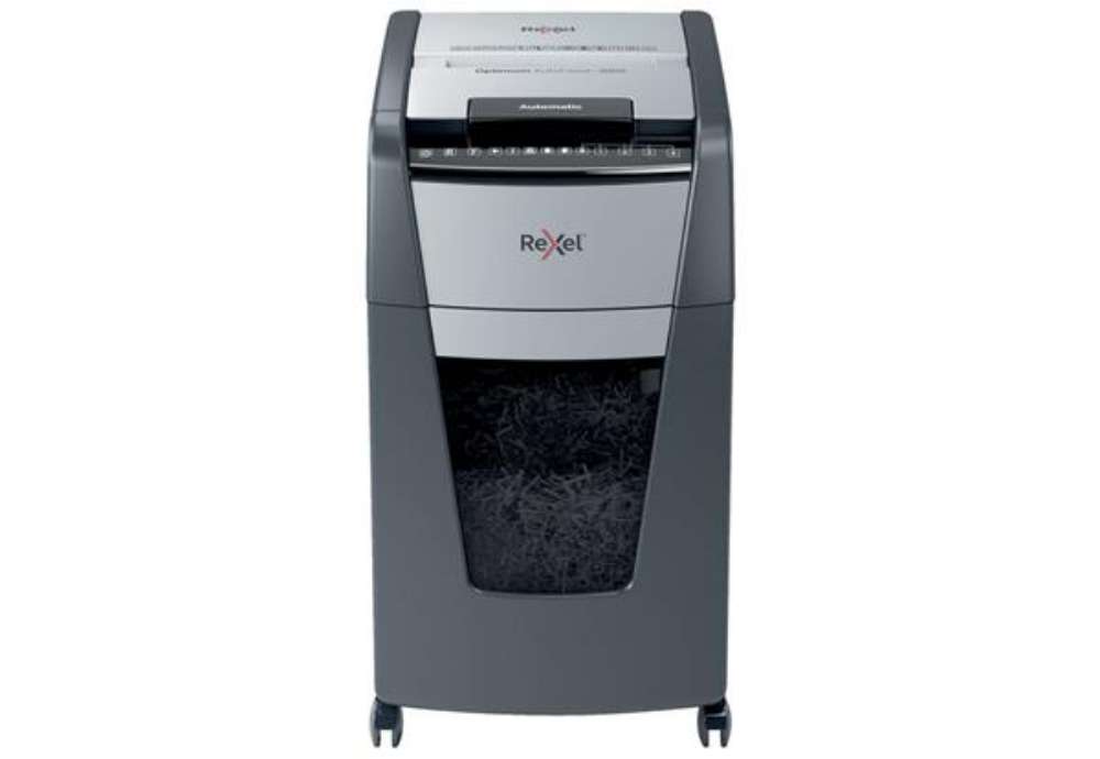 Immagine di Distruggidocumenti uso frequente Optimum AutoFeed+ 300X EU Rexel P-4  60 L taglio a frammenti 4x26 m