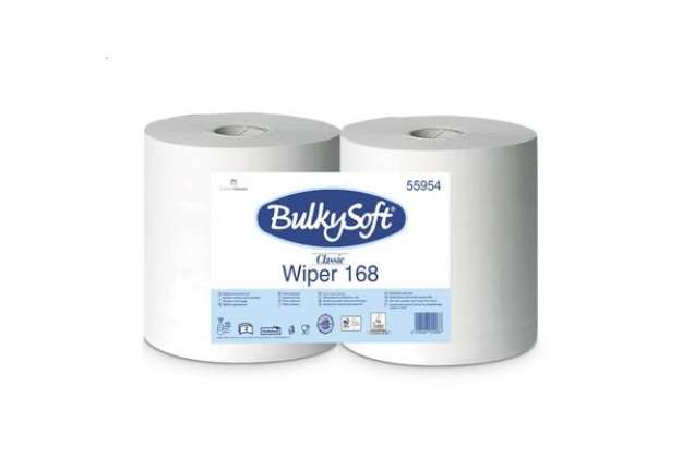 Immagine di EC - Bobina in pura cellulosa Wiper 168 Bulkysof - 800 strappi - 2 veli  -bianco Conf. 2 pezzi - 559
