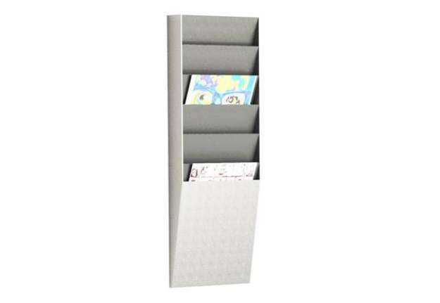 Immagine di Portadocumenti e riviste a muro Paperflow 6 scomparti A4 23,6x8,3x71,2 cm grigio chiaro - K500004
