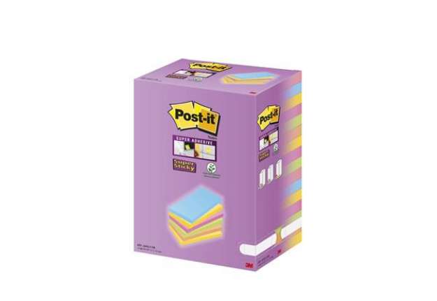 Immagine di Foglietti riposizionabili  Post-it® Super Sticky Color Notes 127x76 mm Tower Pack 16 blocchetti da 9