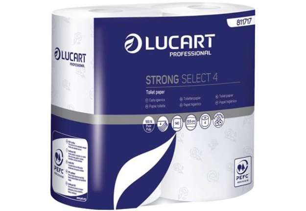 Immagine di Carta igienica 4 veli Lucart Strong Elite - rotolo da 140 strappi 9,6x 13,5 cm bianco -  Conf. 4 rot