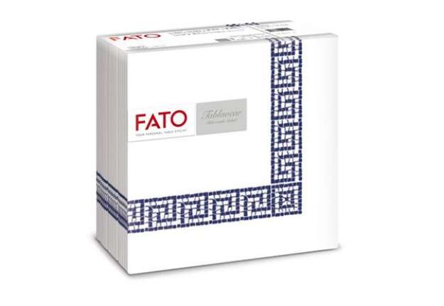 Immagine di Tovaglioli piegati 1 velo Fato Tablewear 40x40 cm pura cellulosa decoro Mykonos blu - conf. 50 pezzi