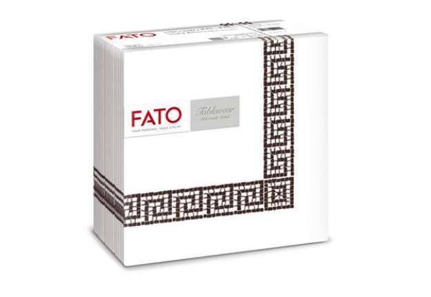Immagine di Tovaglioli piegati 1 velo Fato Tablewear 40x40 cm pura cellulosa decoro Mykonos cioccolato - Conf. 5