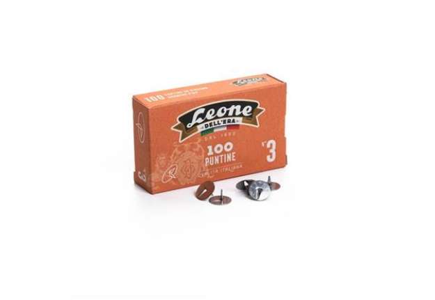 Immagine di Puntine da disegno in acciaio Leone N° 3 diametro testa 11,5 mm - scatola di cartone da 100 pezzi -