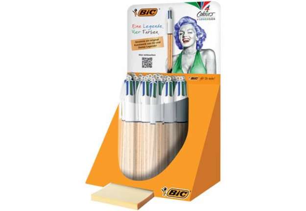 Immagine di Penna a sfera a scatto BIC 4 Colours Shine fusto oro texturizzato - assortiti 4 colori - 992701