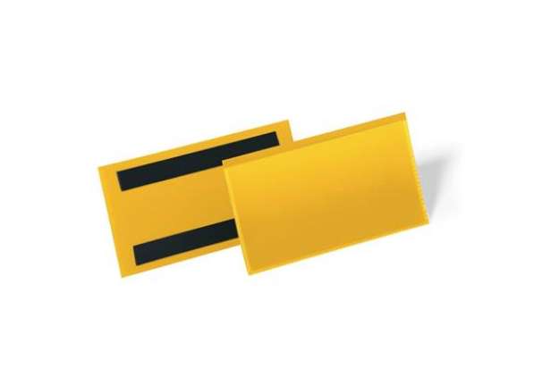 Immagine di Tasche per identificazione a fissaggio magnetico DURABLE 163x81,5 mm giallo Conf. 50 pz - 1742-04