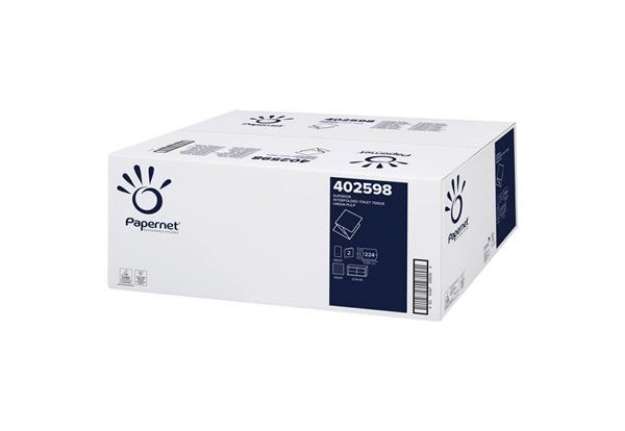 Immagine di Carta igienica interfogliata Papernet 2 veli - 224 strappi 11x21 cm - bianco Conf. 40 pezzi bianco -