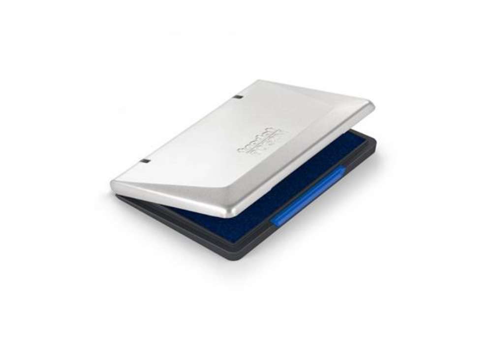 Immagine di Cuscinetti in feltro per timbri Trodat 9052M - 11x7 cm blu - coperchio in metallo - 151802