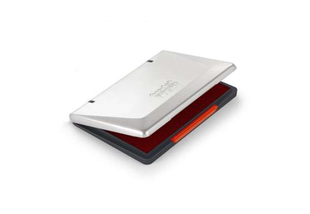 Immagine di Cuscinetti in feltro per timbri Trodat 9052M - 11x7 cm rosso - coperchio in metallo - 151711