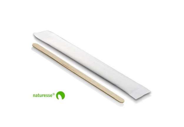 Immagine di Palette da caffè in legno monouso 114 mm Scatolificio del Garda - imbustate con box dispenser - Conf