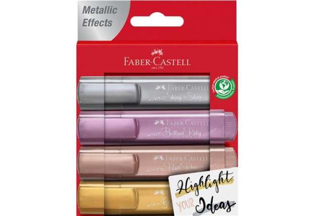 Immagine di Evidenziatori Textliner 46 tratto 1-2-5 mm Faber-Castell metallic assortiti - conf. 4 pezzi - 154640