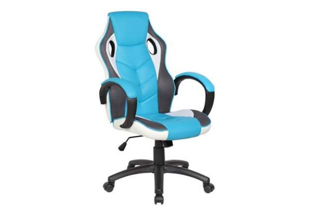 Immagine di Poltrona gaming per adulti Serena Group Las Vegas L61 x P66 x H106/116 cm - bianco-azzurro - GA9381L
