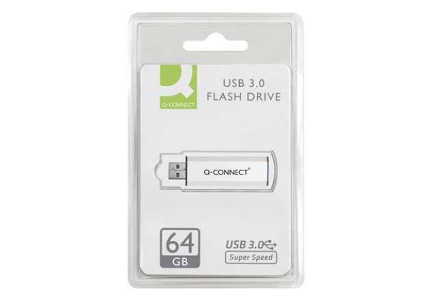Immagine di Chiavetta USB 3.0 in blister Q-Connect Flash drive argento/nero - 64 GB - KF16371