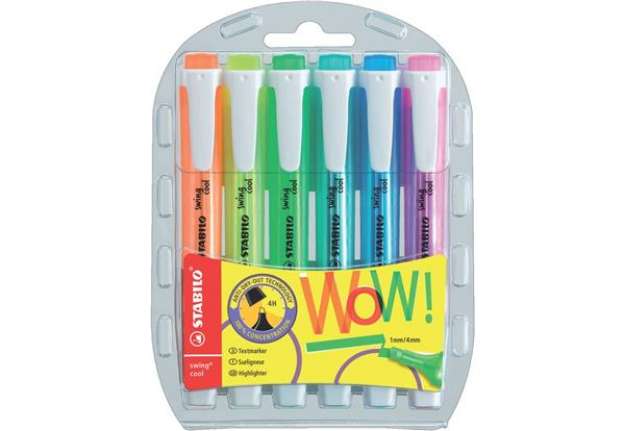 Immagine di Evidenziatore Stabilo Swing® Cool 1-4 mm - assortiti fluo - conf. 6 pezzi - 275/6-3