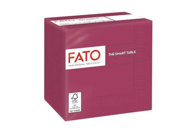Immagine di Tovaglioli piegati 2 veli Fato Smart Table pura cellulosa 24x24 cm - bordeaux conf. 100 pezzi - 8254