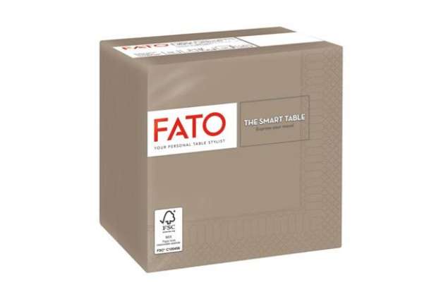 Immagine di Tovaglioli piegati 2 veli Fato Smart Table pura cellulosa 24x24 cm - tortora conf. 100 pezzi - 82236
