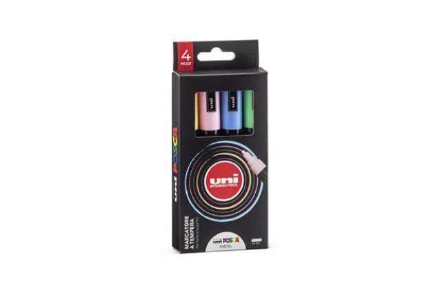 Immagine di Marcatore a tempera con inchiostro pigmentato Uni Posca punta tonda 2,5 mm assortiti pastello - cf.