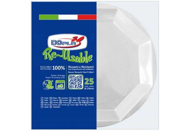 Immagine di Piatti in polistirene Dopla Re-Usable Ø 170 mm - Frutta - conf. 25 pezzi - 12512