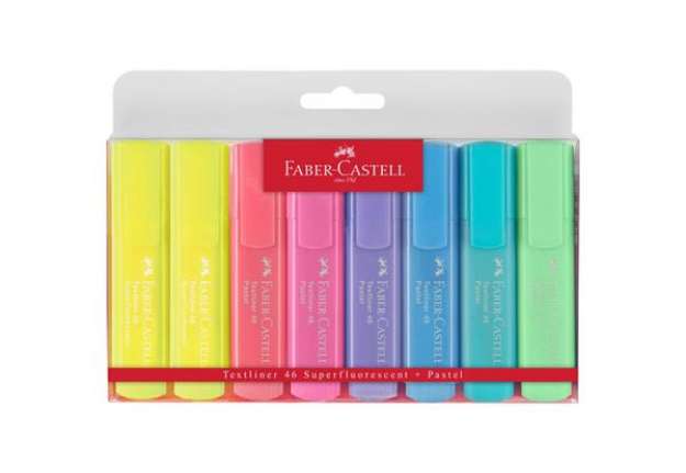 Immagine di Evidenziatori Faber-Castell Textliner 46 Pastel 1-2-5 mm - colori assortiti - Conf. 8 pezzi - 154681