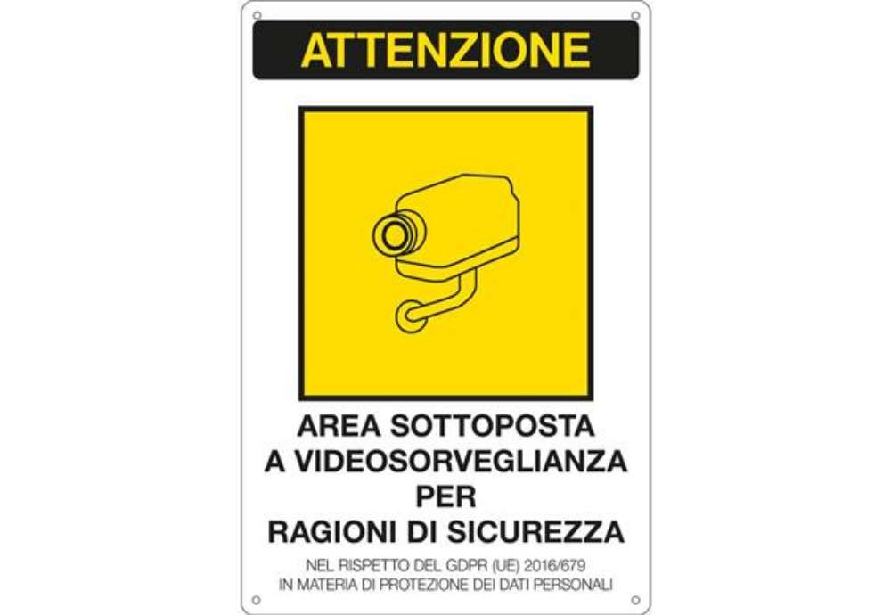Immagine di Cartello area video 20x30 cm Immagine gialla Cartelli Segnalatori ''Area sottoposta a videosorveglia