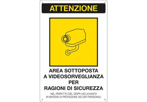 Immagine di Cartello area video 20x30 cm Immagine gialla Cartelli Segnalatori ''Area sottoposta a videosorveglia