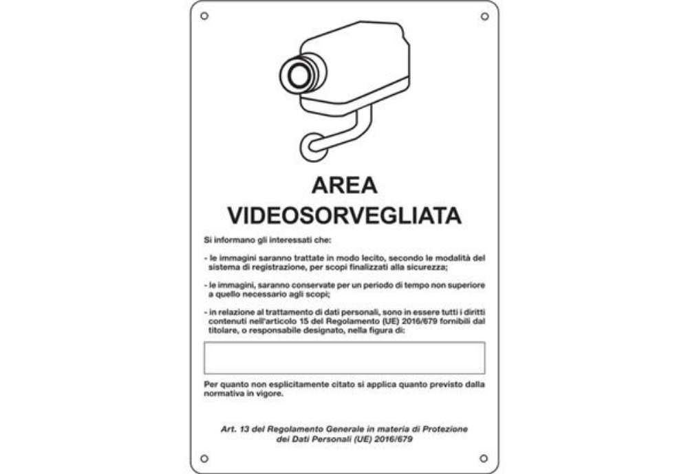 Immagine di Cartello area video 20x30 cm Immagine bianca Cartelli Segnalatori ''Area sottoposta a videosorveglia