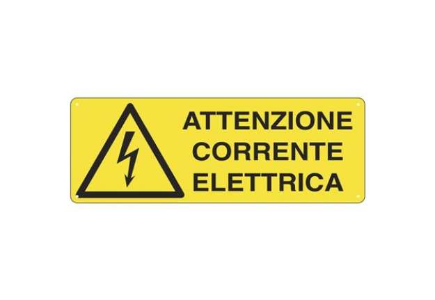 Immagine di Cartello di pericolo 35x12,5 cm Cartelli Segnalatori ''Attenzione corrente elettrica'' - E1743K