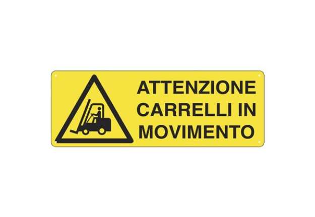 Immagine di Cartello di pericolo 35x12,5 cm Cartelli Segnalatori ''Attenzione carrelli in movimento'' - E1753K