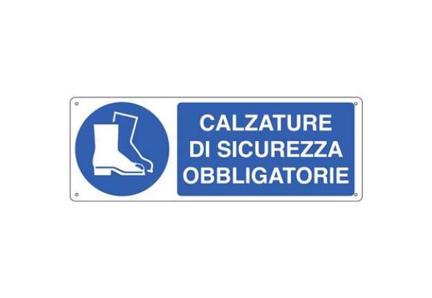 Immagine di Cartello d'obbligo 35x12,5 cm Cartelli Segnalatori ''Calzature di sicurezza'' E1905K