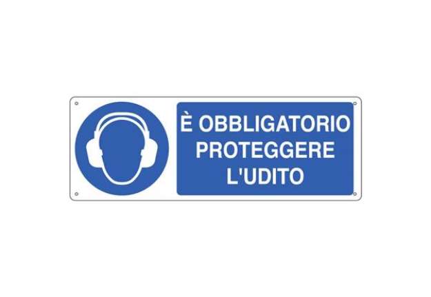 Immagine di Cartello d'obbligo 35x12,5 cm Cartelli Segnalatori ''Proteggere l'udito'' E1906K