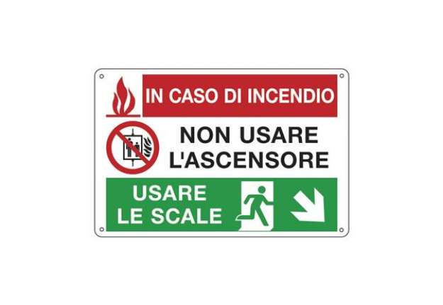 Immagine di Cartello informativo 30x20 cm Cartelli Segnalatori ''Non usare l'ascensore, discesa a destra'' - E35