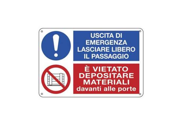 Immagine di Cartello informativo 30x20 cm Cartelli Segnalatori ''Uscita d'emergenza, lasciare libero il passaggi