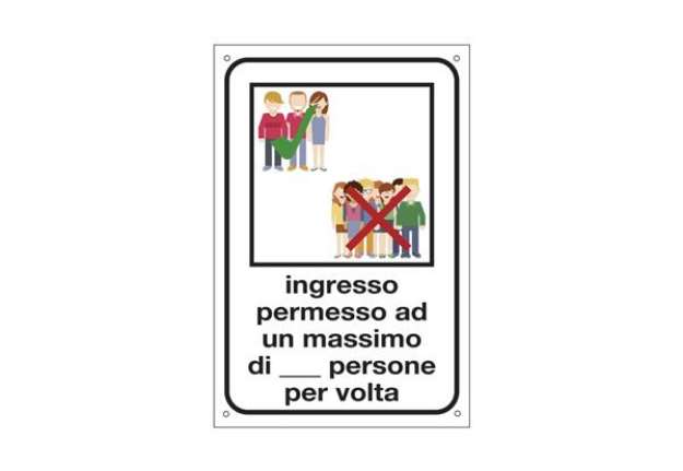 Immagine di Etichetta informativa 20x30 cm Cartelli Segnalatori ''Ingresso permesso ad un max di n° persone per