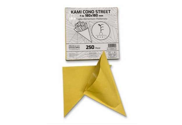 Immagine di Cono Street in carta paglia Pigna Envelopes Kami 80gr + 9gr PE - 18x18 cm Conf. 250 pz - 0250023
