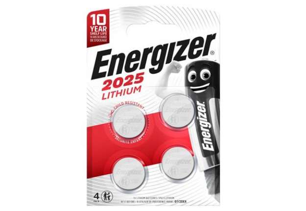 Immagine di Batterie al litio a bottone Energizer Lithium BP4 3V CR2025 - conf. 4 pz rossa - E300849100