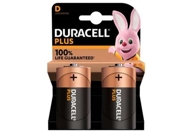 Immagine di Batteria alcaline Duracell Plus100 Torcia D - MN1300 - blister da 2  - DU0401