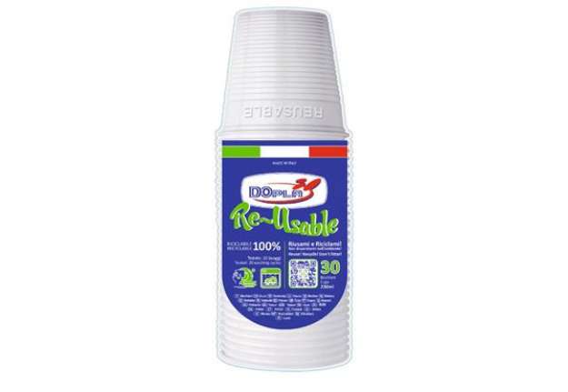 Immagine di Bicchiere bianco in polistirene Dopla 230 ml - conf. da 30 pezzi - 22611