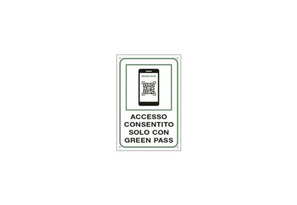 Immagine di Cartello informativo 30x20 cm Cartelli Segnalatori ''Accesso consentito solo con il Green Pass'' - 3