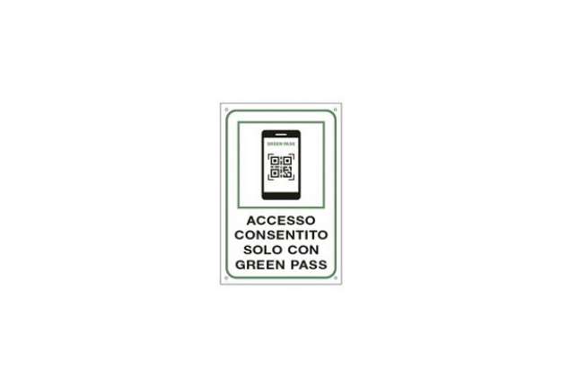 Immagine di Cartello informativo 30x20 cm Cartelli Segnalatori ''Accesso consentito solo con il Green Pass'' - 3
