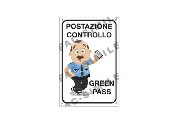 Immagine di Cartello informativo  30x20 cm Cartelli Segnalatori ''Postazione controllo Green Pass'' - 35372