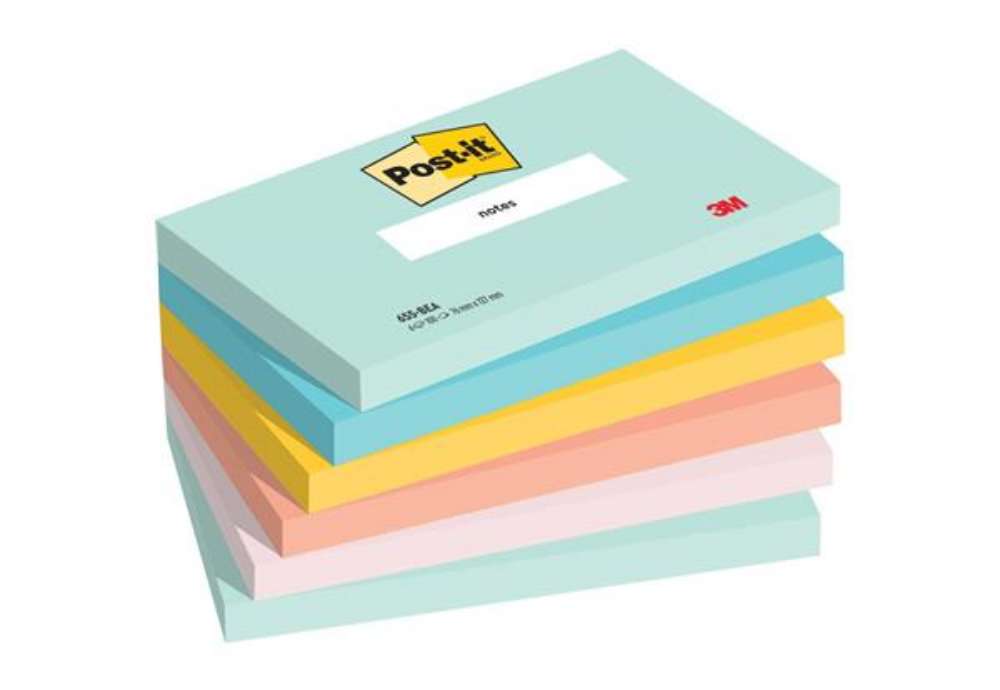 Immagine di Foglietti riposizionabili Post-it® Beachside - conf. 6 blocchetti da 100 ff 76x127 mm - 655-6-BEA
