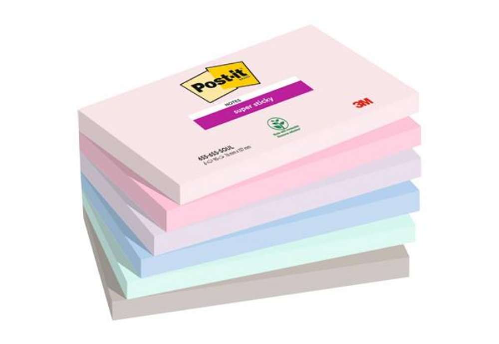 Immagine di Foglietti Post-it® Super Sticky Soulful conf. 6 blocchetti da 90 ff - 76x127 mm - 655-6SS-SOUL