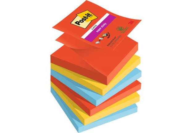 Immagine di Ricariche di foglietti Post-it® Super Sticky Z-Notes Playful - conf. 6 blocchetti 90 ff 76x76 mm R33