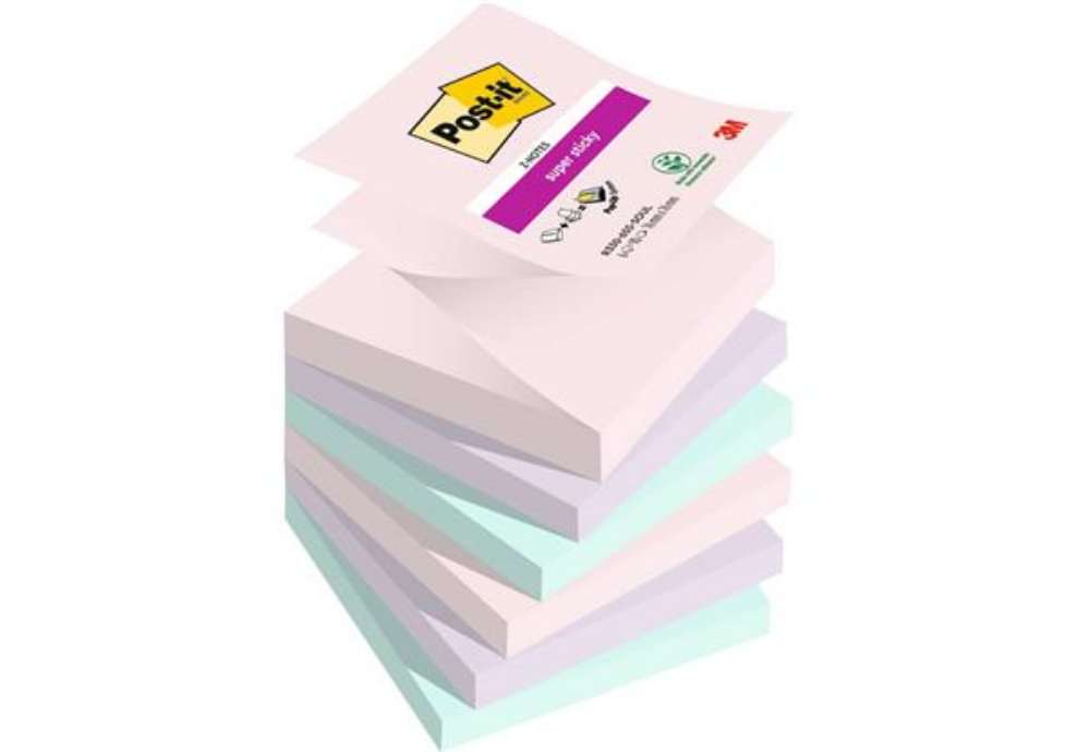 Immagine di Ricariche di foglietti Post-it® Super Sticky Z-Notes Soulful - conf. 6 blocchetti 90 ff 76x76 mm R33