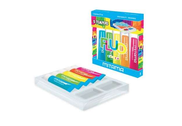 Immagine di Tempera Mitama Più Lavabile - colori fluo assortiti - conf. 5 tubetti da 21 ml - 62869