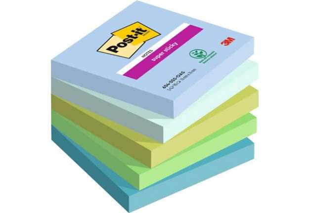 Immagine di Foglietti Post-it® Super Sticky Oasis - conf. 5 blocchetti da 90 ff 76x76 mm - 654-5SS-OAS