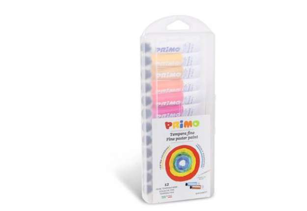 Immagine di Tempere 12 ml - scatola in polipropilene 12 tubetti + 1 pennello Primo assortiti 448T12AP
