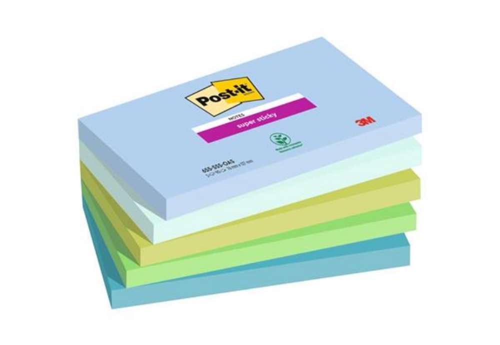 Immagine di Foglietti Post-it® Super Sticky Oasis - conf. 5 blocchetti da 90 ff 76x127 mm - 655-5SS-OAS