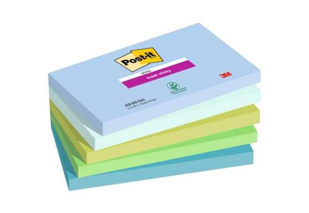 Immagine di Foglietti Post-it® Super Sticky Oasis - conf. 5 blocchetti da 90 ff 76x127 mm - 655-5SS-OAS